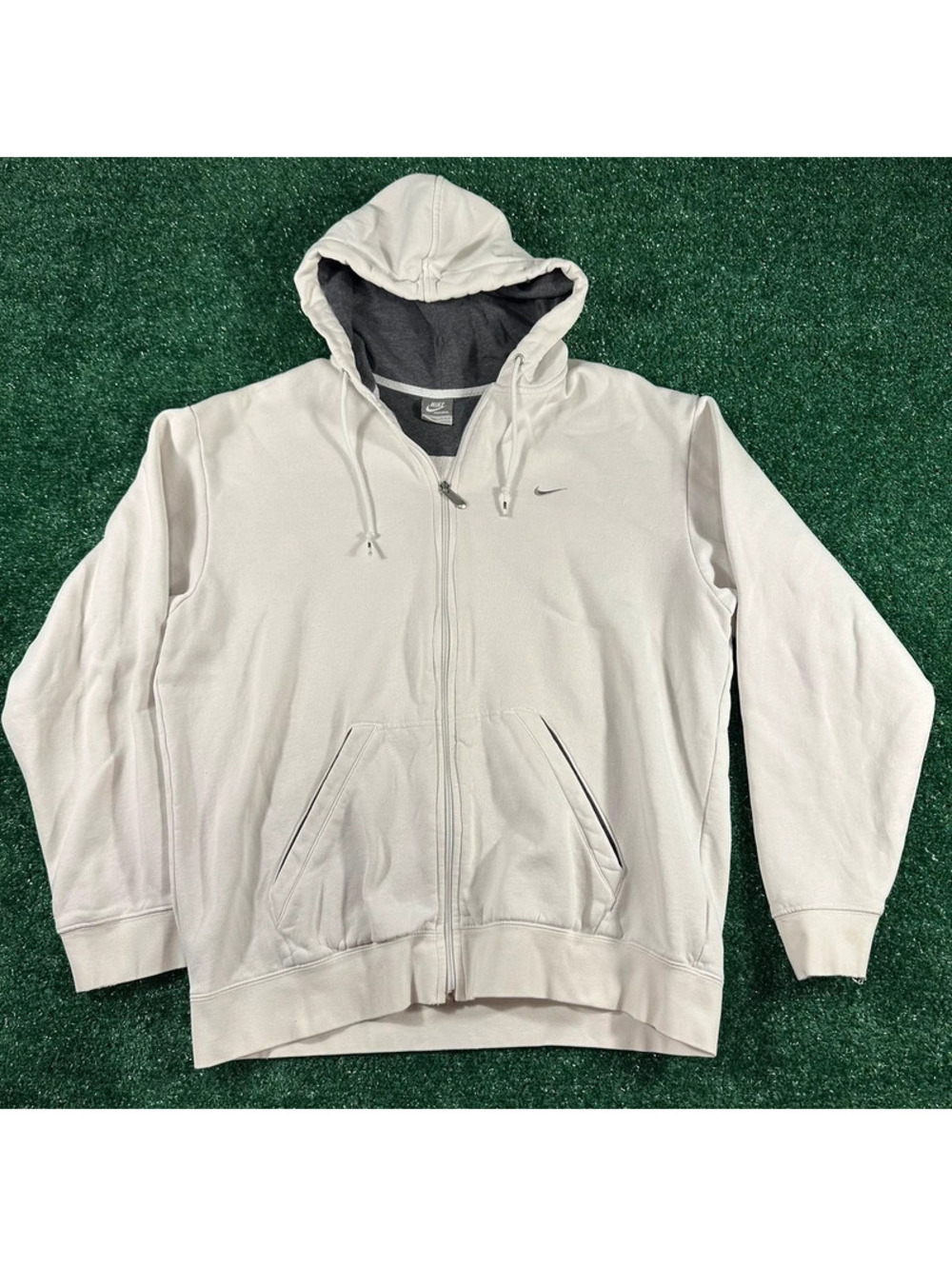 2010s Nike white full zip jacket hoodie size large